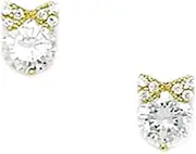 [JewelryWeb] 14k Yellow Gold CZ Simulated Diamond Drop With a Bow Screw Back Earrings 7x5mm Stud Earring for Women
