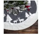 36" Christmas Tree Skirt, Fur Rustic White Xmas Tree Skirt, Snowy Christmas Tree