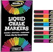 Chalk Markers - 8 Vibrant Fine Tip, Erasable, Non-Toxic, Water-Based, For Kids and Grown-Ups for Glass or Chalkboard Marker for Businesses, Restaurants, Liquid Chalk Markers (Vibrant 1mm)