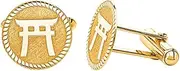 [Claddagh Gold] Certified 14k Yellow Gold Japanese Torii Gate Shinto Cufflinks