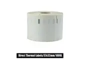 57mm x 32mm Direct Thermal Permanent Label, 1000 Labels Per Roll, 25mm Core