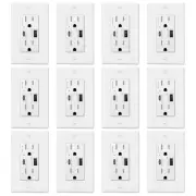 4.8A USB C Outlet Quick Charge 3.0 Wall Receptacle Power Delivery for Samsung×12
