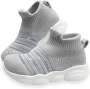 [Charrost] Toddler Shoes Boys Girls Breathable Walking Elastic Slip-on Sock Shoes Baby First Walking Shoes Toddler Safer Non-Skid Lightweight Tennis Wide Sneakers with Soft Rubber Soles Outdoor Toddler Slippers