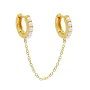 ANYCO Earrings Gold Plated Pave Pearl Cuban Link Chain Tassel Stud For Women Girl Teen Perfect Fashion Stylish Accessories Jewelry Gifts