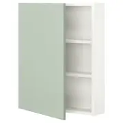 ENHET wall cb w 2 shlvs/door, white/pale grey-green, 60x17x75 cm