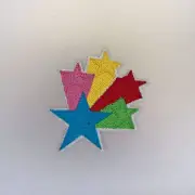 Shooting Stars Patch —Iron On Badge Embroidered Motif — Colourful Crazy Fun #252