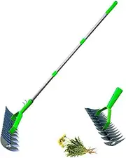 Lawn Aerator Scarifier with Handle, Lawn Aerator Spikes Aerating Tool, Manual Lawn Grass Soil Aeration Scarification for Lawn Care, Dethatching Rake, Moss Removal Garden Tool 1.7m