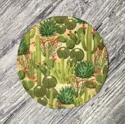 Tortilla Flatbread Naan Microwave Warmer 10" Round Cactus Barrel Flowers Cacti