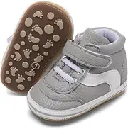 [SABATUTU] Baby Boys Girls Leather PRE-Walking Sneakers Toddler Anti-Slip Rubber Sole Infant Lightweight First Step Shoes