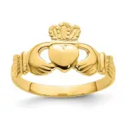14k Yellow Gold Polished Claddagh Ring Size 7 1.88 gram Gift for Mother