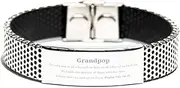 [Generic] Stainless Steel Bracelet for Grandpop - Inspirational Psalm 145: 18-19 Engraved Jewelry for Birthday, Christmas, and Graduation Gifts, Small, Silver Plated Zinc, Cubic Zirconia