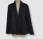 $328 Eileen Fisher Women's Blue Open-Front Wool Long Sleeve Blazer Plus Size 3X