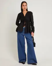 Mid Stevie Relaxed Denim Jeans Kick Drum Blue