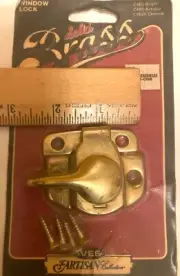 Artisan Window Replacement Brass Metal Latch Sash Lock Gold Tone 2"W