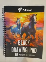 Fulmoon Black Paper Sketch Pad 9x12 inch 60 Sheets