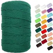Macrame Cord, 3mm Cotton Rope 220 Yards(200m) Twine String, 100% Dark Green