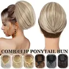 Drawstring Hepburn Hair Bun with Comb Clip Short Ponytail Bun Hair Extension US