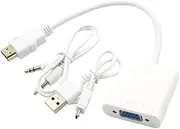 HOMSFOU to Adapter with Audio and USB Power Cable Full Video Converter for Computer Laptop Tablet Compatible with Projector and Monitor White