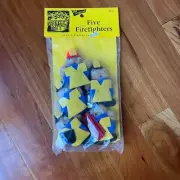 Vintage 1980 Monkey Mitt Five Firefighters Finger Puppet Set