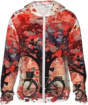 [BTCOWZRV] Upf 50+ Full Zip Heart Tree Bicycle Sun Protection Hoodie Jacket Long Sleeve With Pocket Sun Shirt