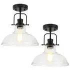WILON 2 Pack 11'' Semi Flush Mount Ceiling Light Fixture with Clear Glass Sha...
