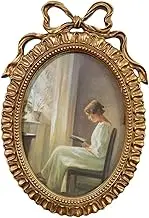Elegant Oval Picture Frame for Stylish Home Decor, Retro Golden, as described