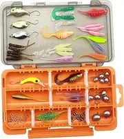 QSTDGVPW Fishing Tackles Set, Accessories Earthworm Squid Hook, Soft Lures Fishing Lures Kit for Bass Perch Freshwater Saltwater Boat