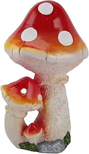 Resin Mushroom Decor,Cute Mushrooms Fairy Garden Mushrooms Ornaments,3 Mushrooms Design Yard Garden Decor for Outdoor Decoration,Home Décor,DIY Bonsai Craft (Red Mushroom)