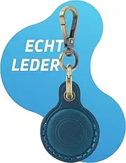 AirGear® RetroDrop Airtag Keyring Genuine Leather, Airtag Pendant Genuine Leather, Airtag Case Compatible with Apple Airtag, Airtag Holder, Airtag Case, Handmade (Deep Blue)