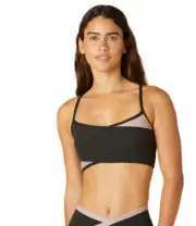 New Beyond Yoga Womens Spacedye Blocked At Your Leisure Bra Black Chai M/L/XL