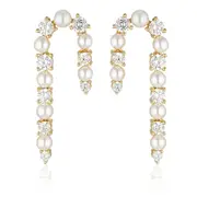 Georgini Noel Nights Candy Cane Pearl Earrings Gold