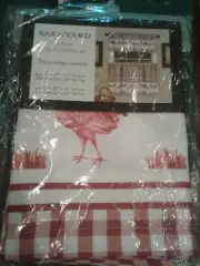 Barnyard 3 Piece Tier & Valance Set Burgundy Checkered Rooster