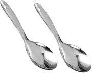 Hoement 2pcs Stainless Steel Rice Paddle Spoon Compact Kitchen Rice Scooper Easy to Clean Spatula for Serving for Home and Picnic Use