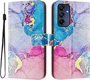 Wallet Case for Samsung Galaxy A16,3 Card Slots,1 Cash Slot,Cute Pattern Flip PU Leather Kickstand Case, Magnetic Buckle Shockproof Cover,Compatible with Wireless Charging(Pink Blue Marble)