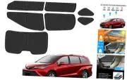 Rear ＆ Side Window Sun Shade Silver & Black-Fit 2021-2025 Toyota Sienna Window
