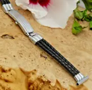 Vintage 16mm men's art deco Sentinel telescoping deployment watch band nickeled