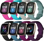 Lerobo Compatible with Fitbit Versa 3,Fitbit Versa 4 Bands for Women, 8 Pack Soft Waterproof Sport Replacement Wristbands for Fitbit Sense/Fitbit Sense 2/Versa 3 4 Smart Watch, Small, Large
