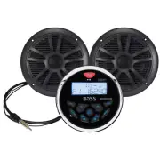 BOSS MARINE AUDIO AM/FM/BT/USB & Weather Channels Radio Antenna & 6.5" Speakers