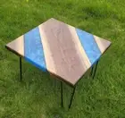 18" Epoxy Resin Corner / Side Table Top Home Decor