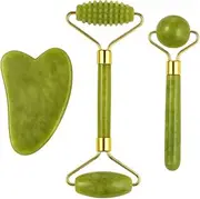 Gua sha stone, jade roller and gua sha set, made of jade for face shaping and neck and décoltee skincare, face roller, massage derma roller