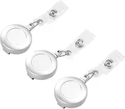 BCOATH 3PCS Silver Retractable Badge Holder Reel Clip Sleek Id Badge Tag Clip for Men Women Nurses Teachers and Volunteers Lightweight and Convenient Design for Formal Occasions