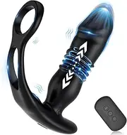 Anal Prostate Vibrator Massager Butt Plug Anal Toys Cock Penis Ring Male BDSM Sex Toys for Men Remote Control 3 Telescopic Modes &12 Vibration modes