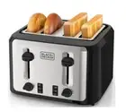 BLACK+DECKER 4-Slice Toaster, Black and Silver with Extra-Wide Slots