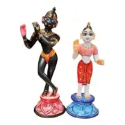 Lord Radha Krishna Idol (Black Krishna and White Radha, Size: 3 inch Height)