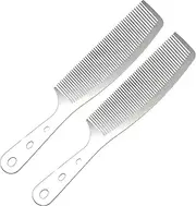 2pcs Metal Anti Static Barber Combs Stainless Steel Hair Comb Cutting Comb set Hair Styling Hairdressing Comb for Men Women Salon (2pcs handle Rake Comb)
