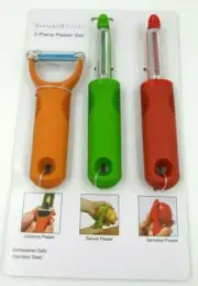 Householdtrends 3 Piece Peeler Set Julienne Swivel & Serrated Stainless Steel