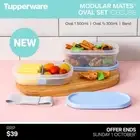 New Tupperware Modular Mates Set of 2 Oval with Blue Seals Divider and Band