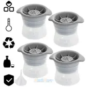 4-Pack 2.5" Large Round Ice Cube Ball Maker Molds Whiskey Cocktail Ice Ball Tray