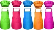 Tamicy 10 Pieces Kids Chef Hat and Apron Set