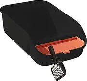 STARTIST Cat Litter Box for Indoor Cats with Scooper Large with Scatter Shield Semi Closed Open Top High Sides for Small Animals Kitty, Black